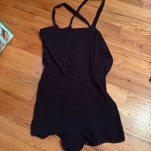 Tart Black Romper with pom pom detail